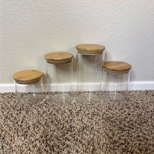 Glass Storage Jars with Bamboo Lids - Set of 4